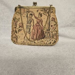 Vintage Tapestry Clutch with Gold Accents